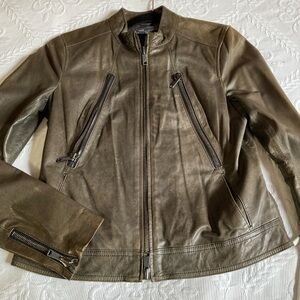 Women's Size small Vince green distressed genuine leather jacket